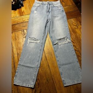 PacSun Light Blue Ripped Straight Leg Jeans